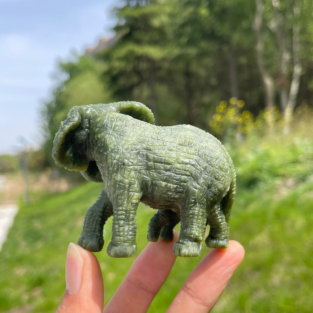 Natural Crystal Mother And Baby Elephant Carving