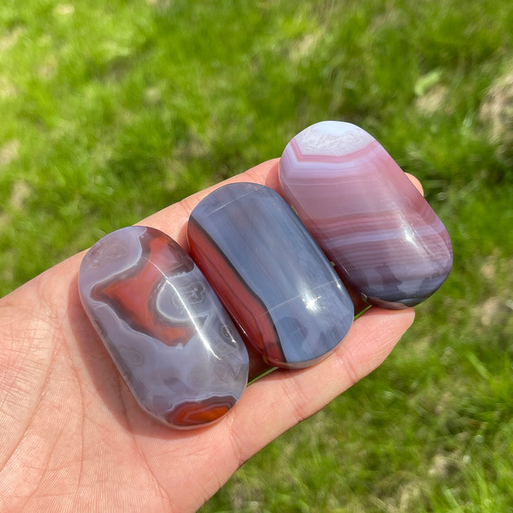Natural African Red Agate Palm Stone