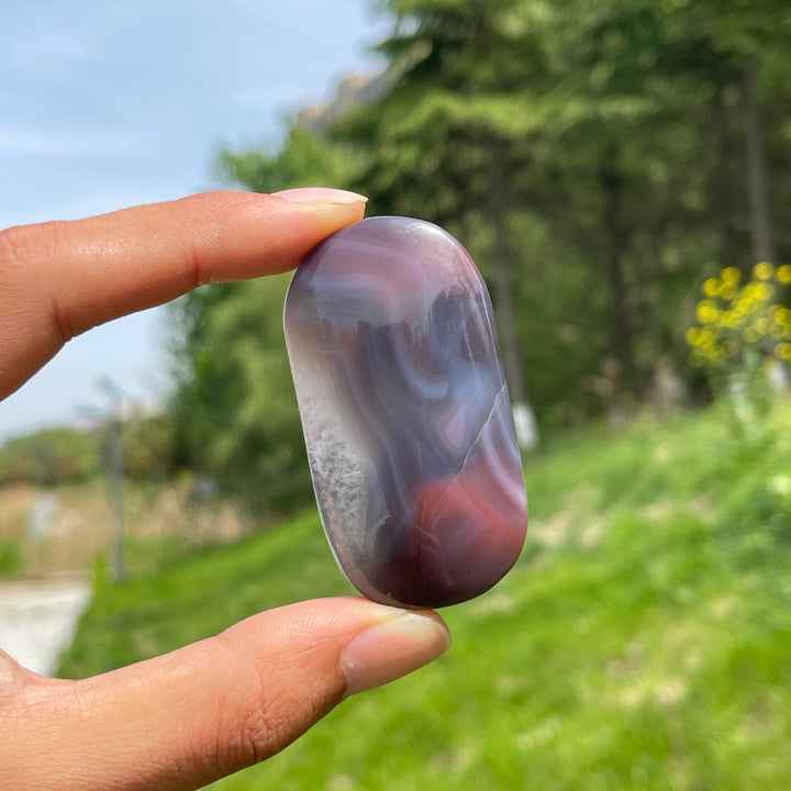 Natural African Red Agate Palm Stone