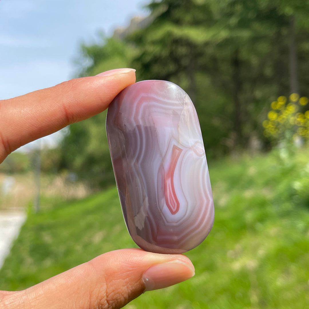 Natural African Red Agate Palm Stone