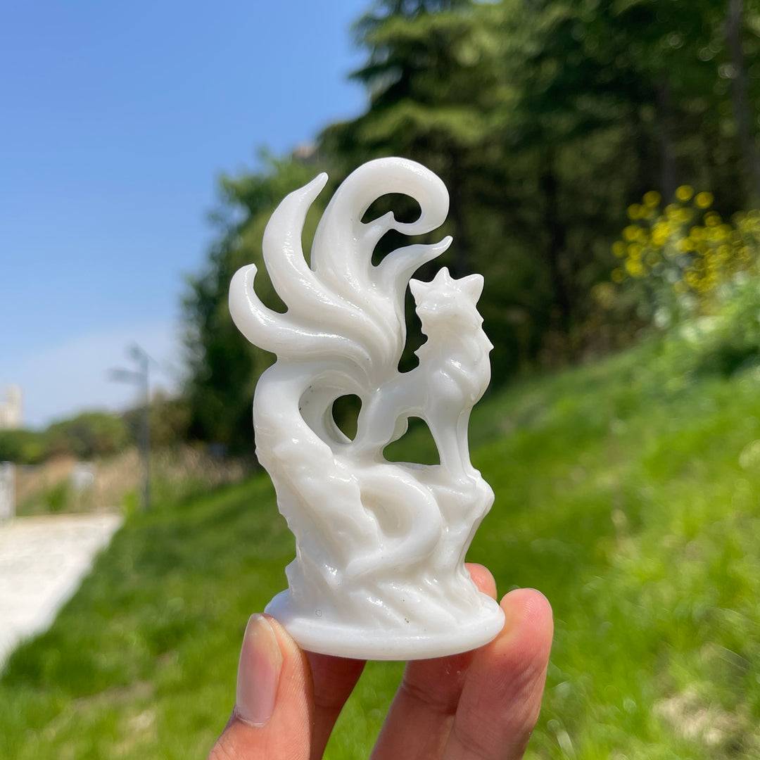 Natural Nine-Tailed Fox Crystal Carving