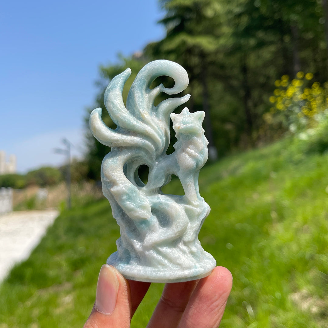 Natural Nine-Tailed Fox Crystal Carving