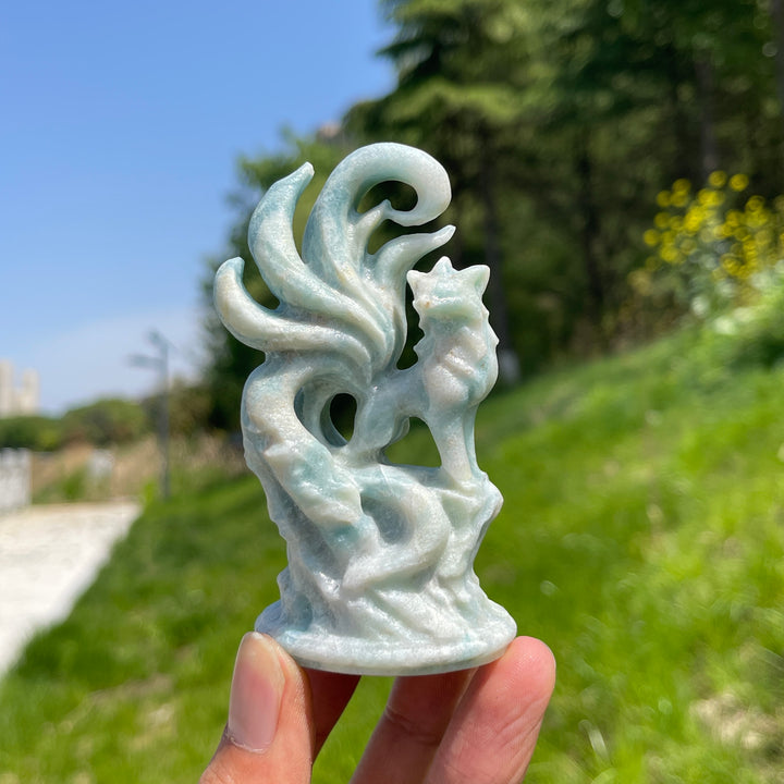 Natural Nine-Tailed Fox Crystal Carving