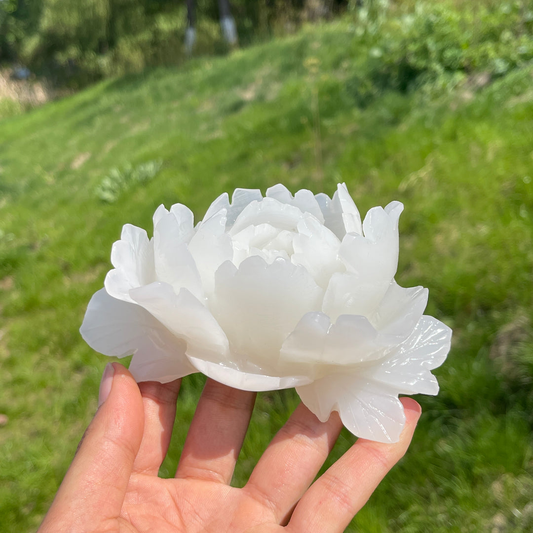 Unique,Natural Crystal Afghanistan Jade Peony Carving