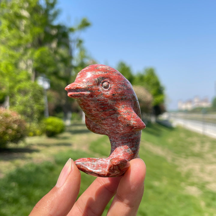 Natural Red Aventurine Crystal Dolphin Carving