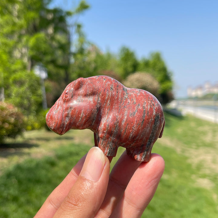 Natural Crystal Red Aventurine Hippo Carving