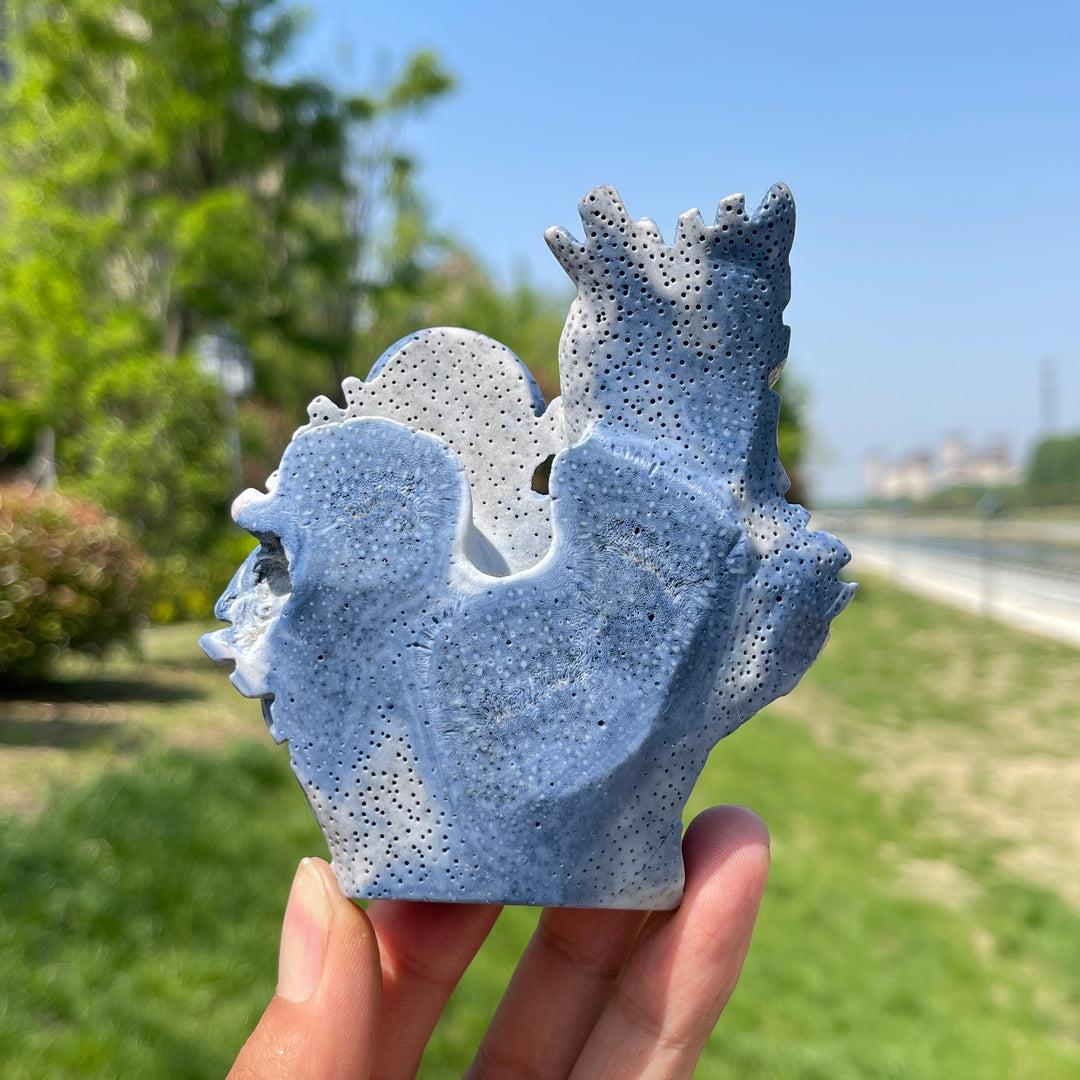 Unique, Natural Crystal Heliopora Coral Carving - Underwater World