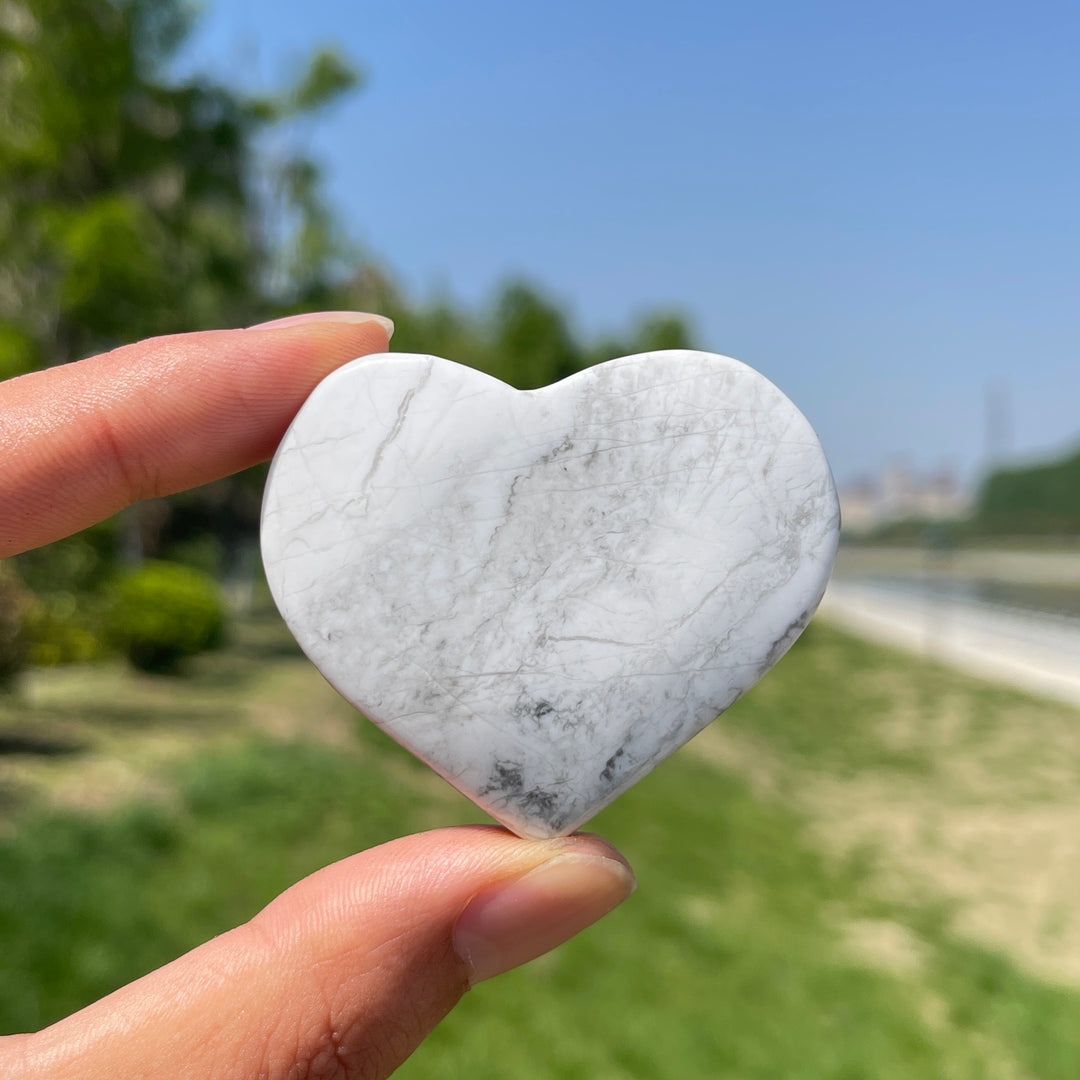 Natural Howlite Crystal Heart