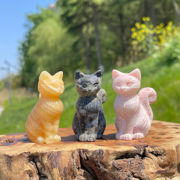 Natural Striped Cat Crystal Carving