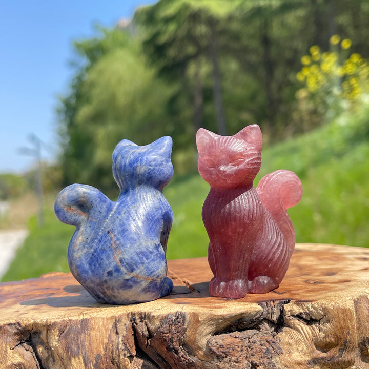 Natural Striped Cat Crystal Carving