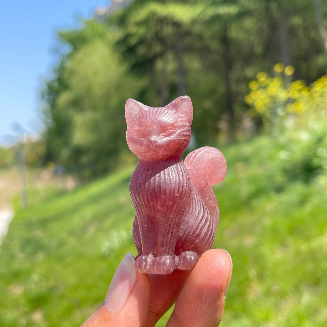 Natural Striped Cat Crystal Carving