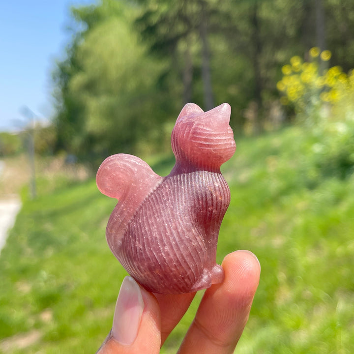Natural Striped Cat Crystal Carving