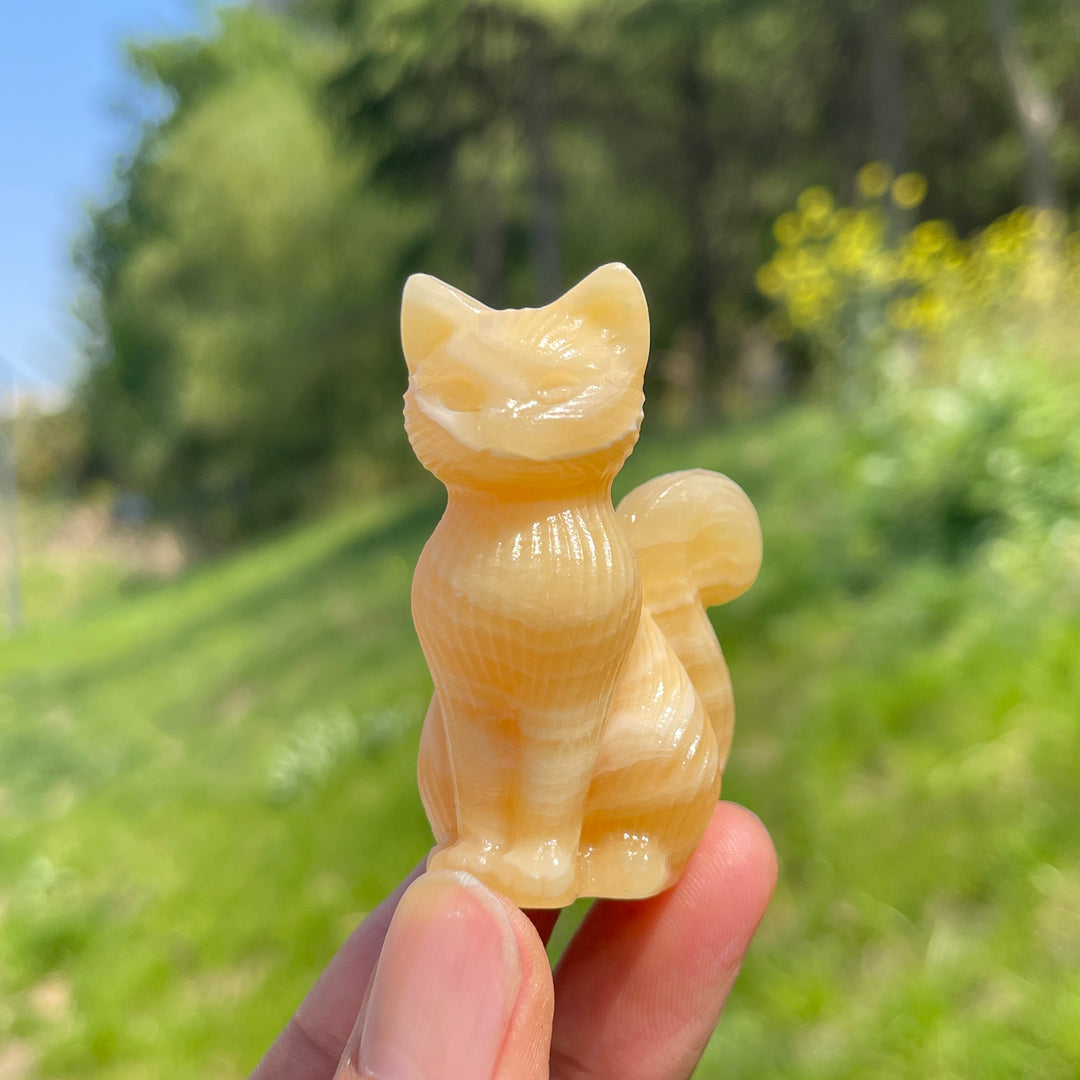 Natural Striped Cat Crystal Carving