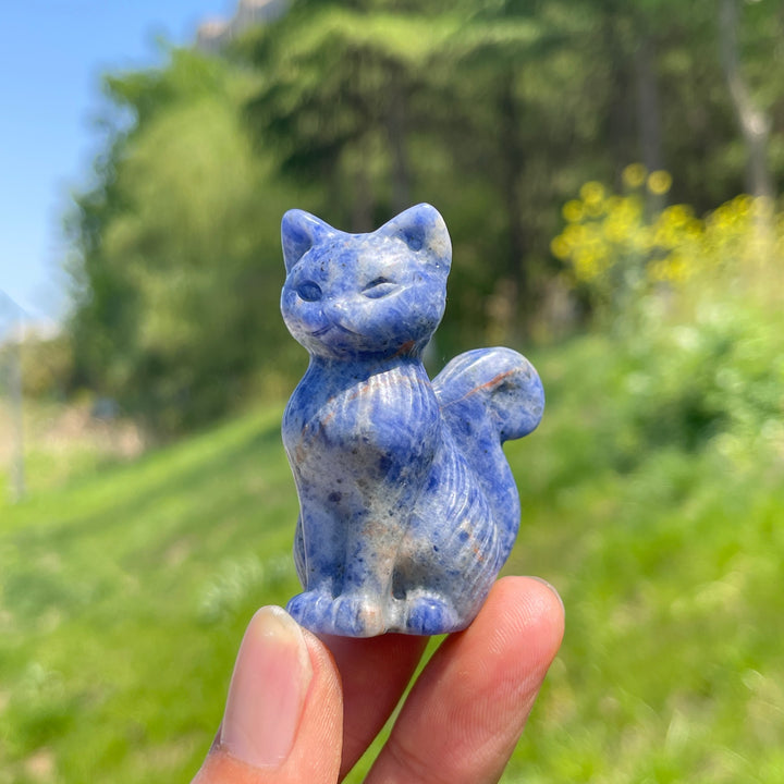 Natural Striped Cat Crystal Carving