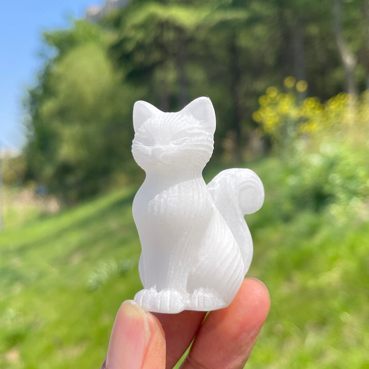 Natural Striped Cat Crystal Carving