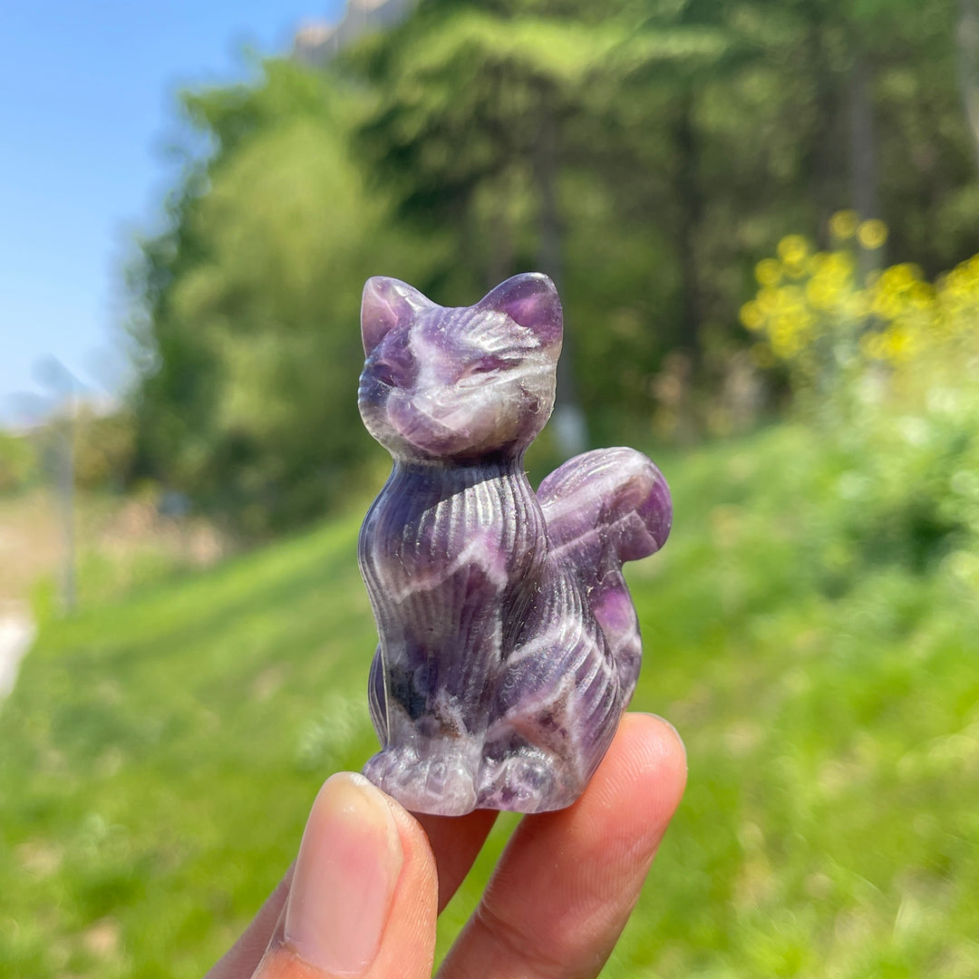 Natural Striped Cat Crystal Carving