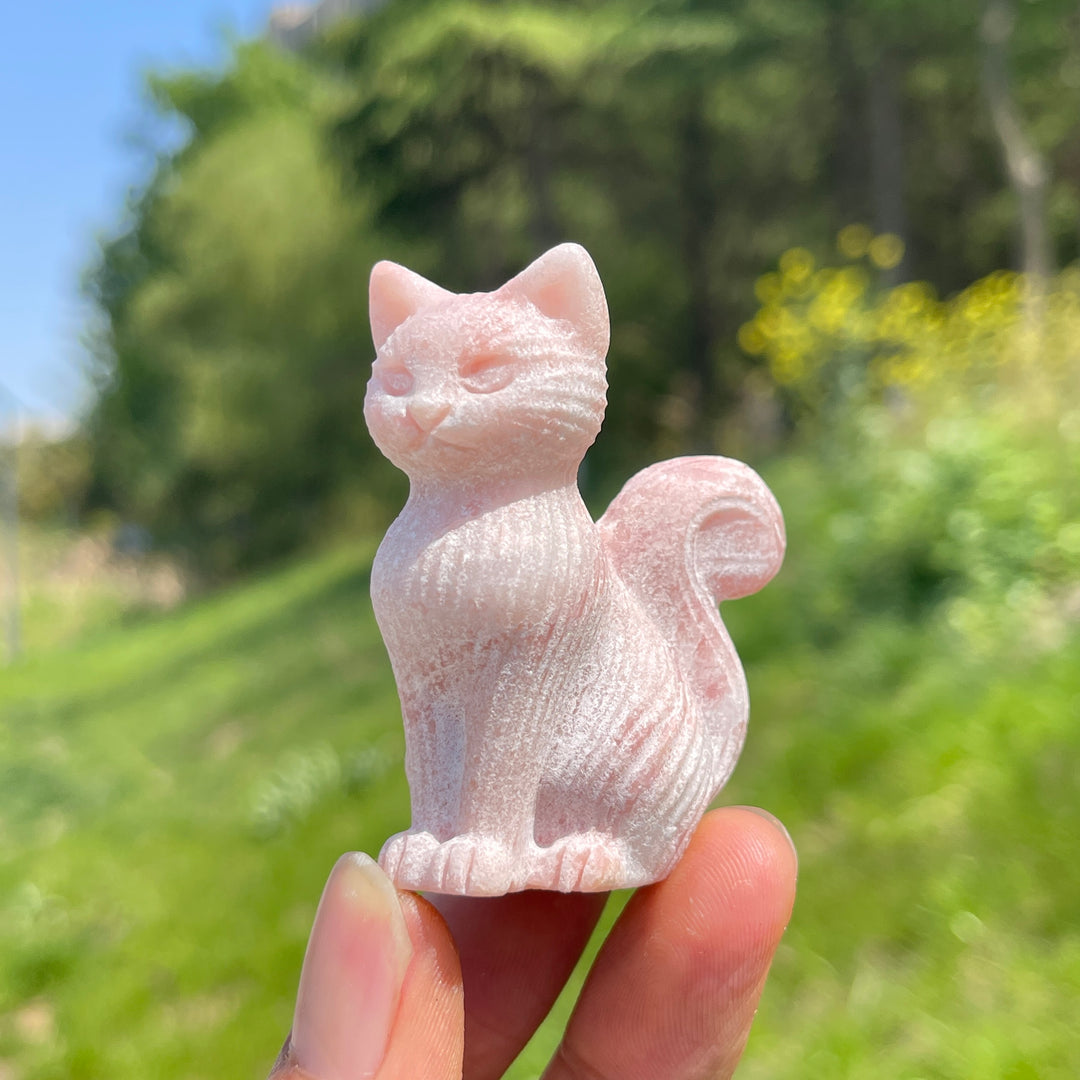 Natural Striped Cat Crystal Carving