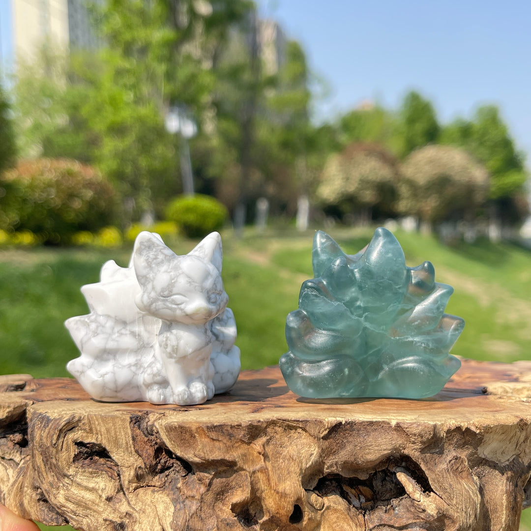 2inch Natural Crystal Nine-Tailed Fox Carving