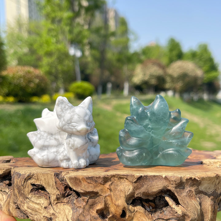 2inch Natural Crystal Nine-Tailed Fox Carving