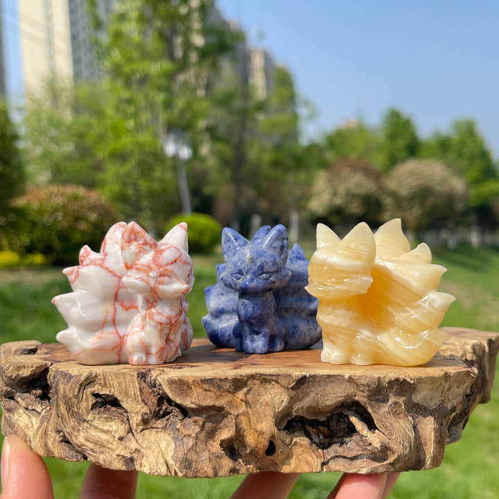 2inch Natural Crystal Nine-Tailed Fox Carving