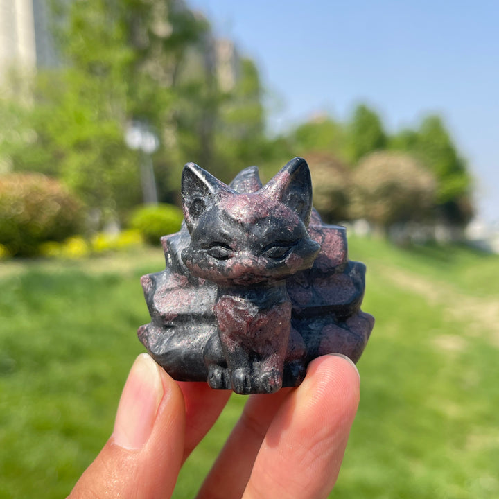 2inch Natural Crystal Nine-Tailed Fox Carving
