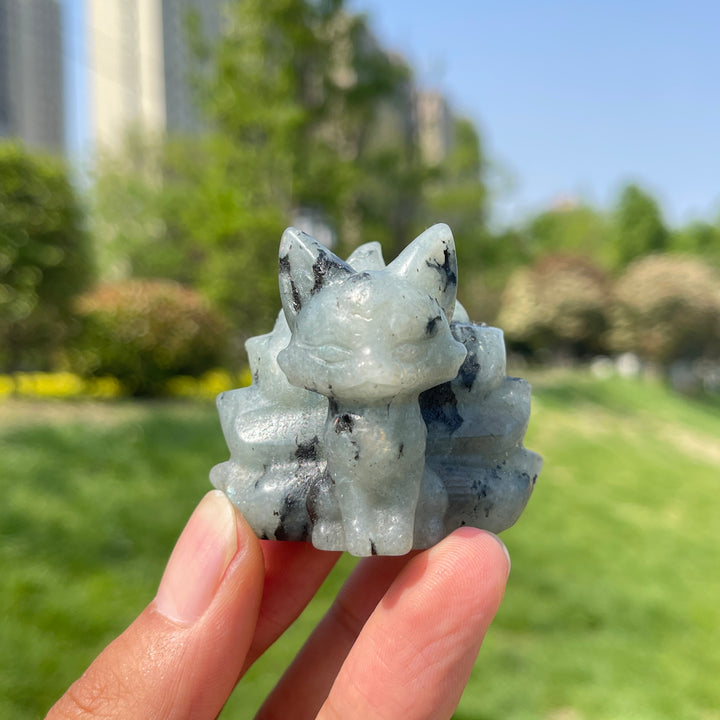 2inch Natural Crystal Nine-Tailed Fox Carving