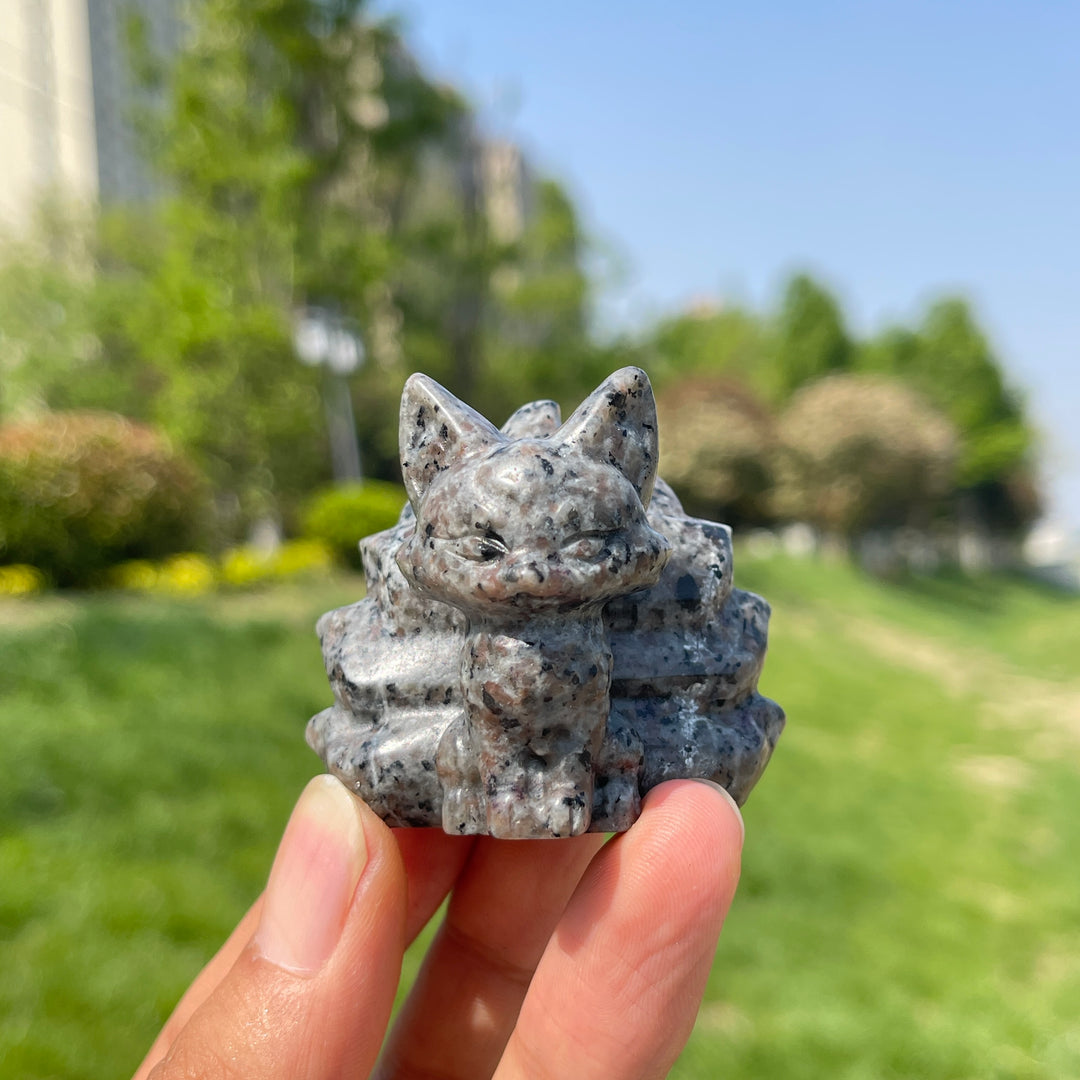 2inch Natural Crystal Nine-Tailed Fox Carving