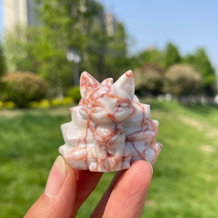 2inch Natural Crystal Nine-Tailed Fox Carving