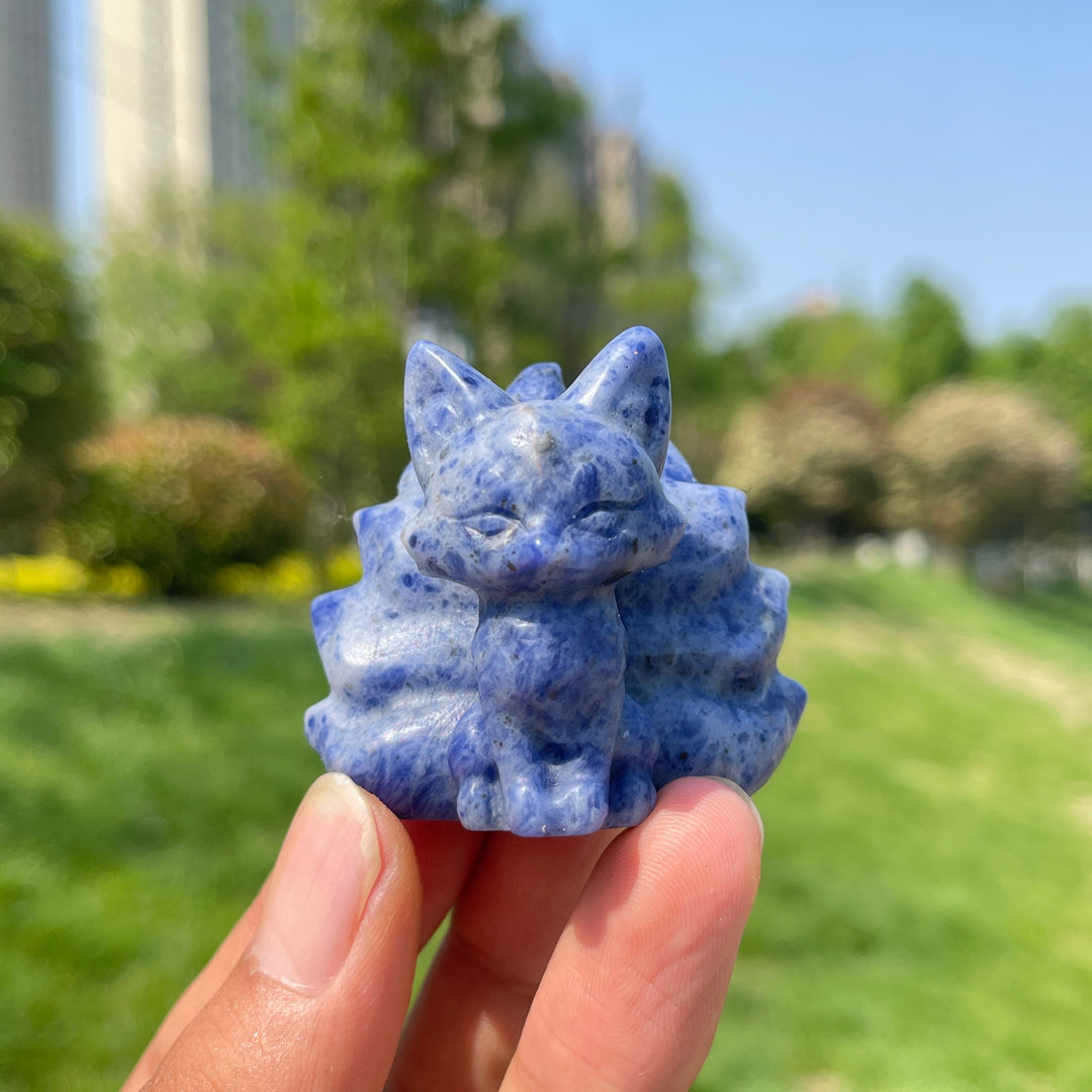 2inch Natural Crystal Nine-Tailed Fox Carving