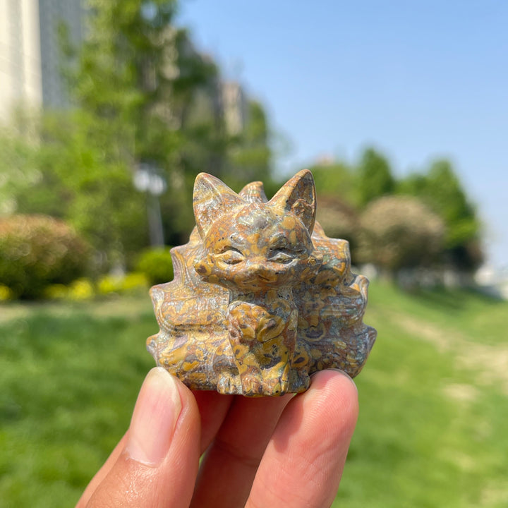 2inch Natural Crystal Nine-Tailed Fox Carving