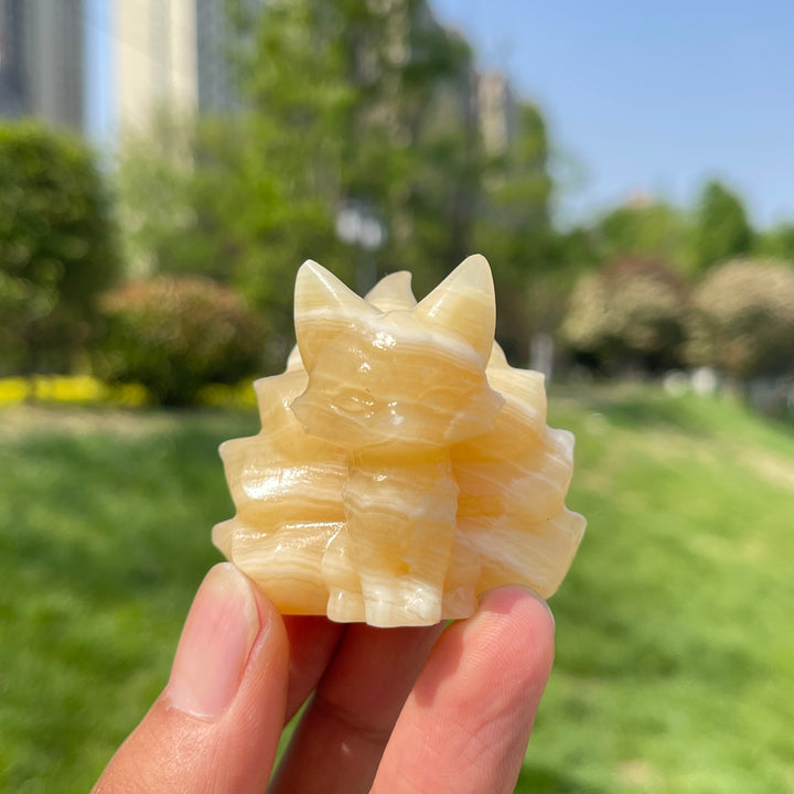 2inch Natural Crystal Nine-Tailed Fox Carving