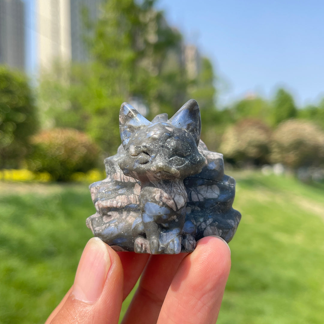 2inch Natural Crystal Nine-Tailed Fox Carving