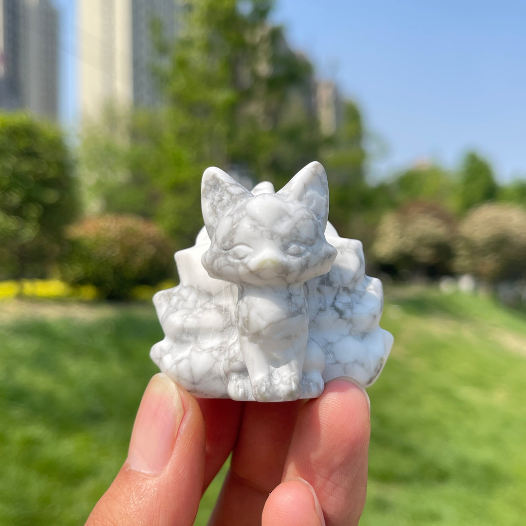 2inch Natural Crystal Nine-Tailed Fox Carving