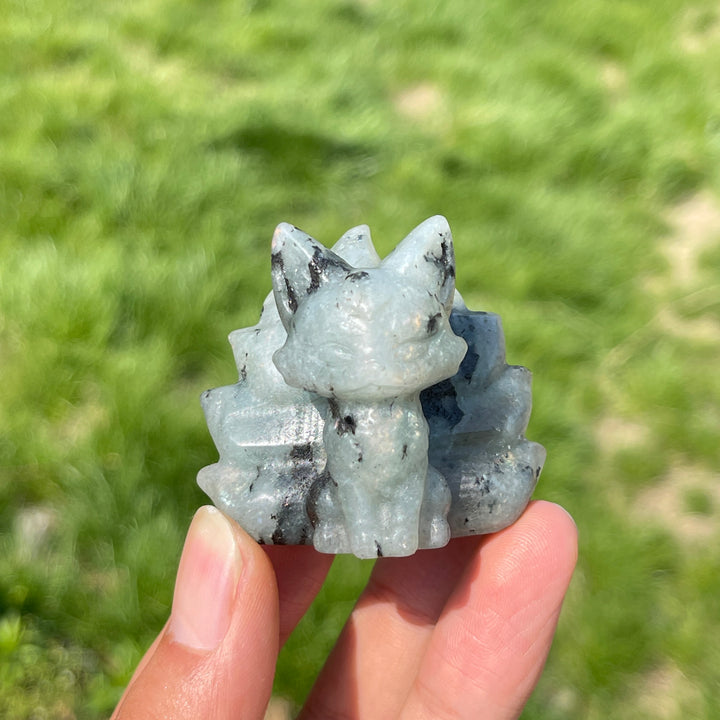 2inch Natural Crystal Nine-Tailed Fox Carving