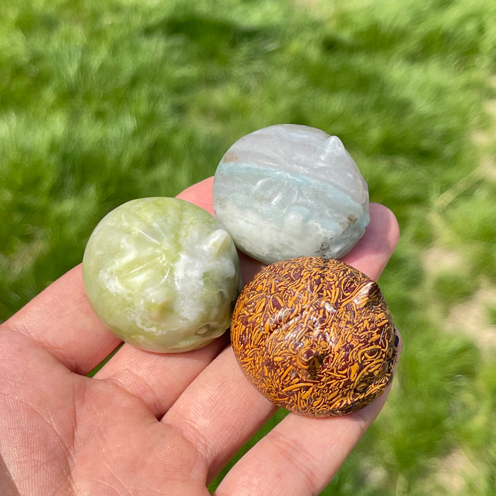 Natural Crystal Chubby Bun Cat Carving