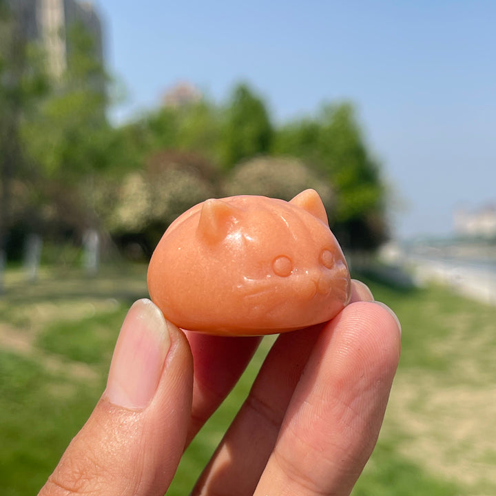 Natural Crystal Chubby Bun Cat Carving