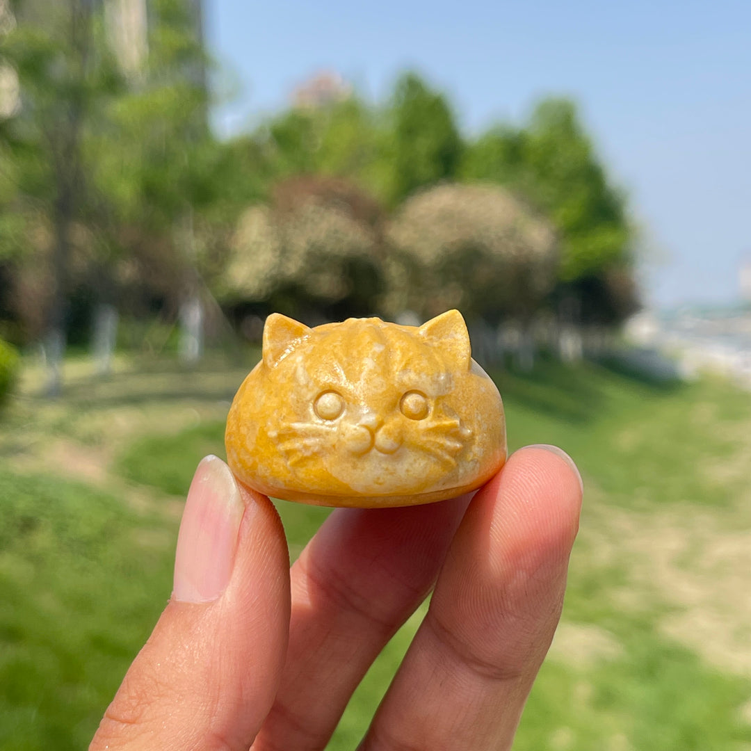 Natural Crystal Chubby Bun Cat Carving
