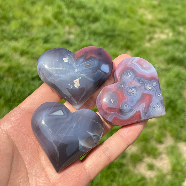Natural African Red Agate Crystal Heart Carving