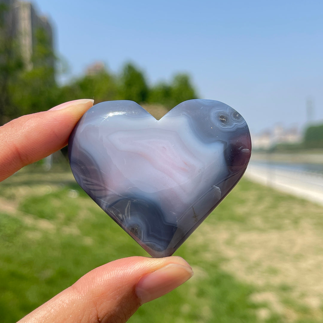 Natural African Red Agate Crystal Heart Carving