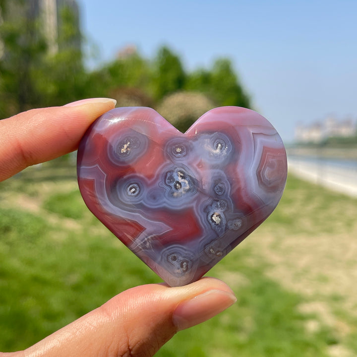 Natural African Red Agate Crystal Heart Carving