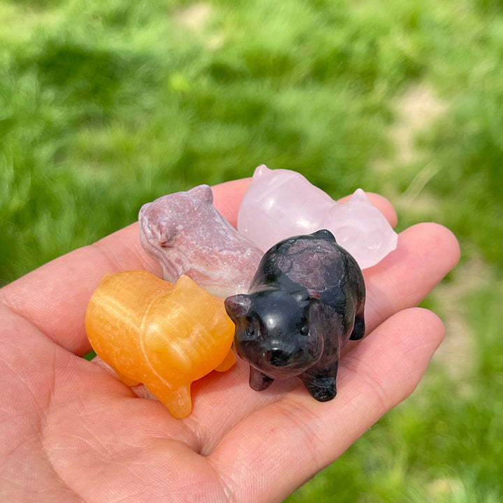 Natural Crystal Cute Pig Carving
