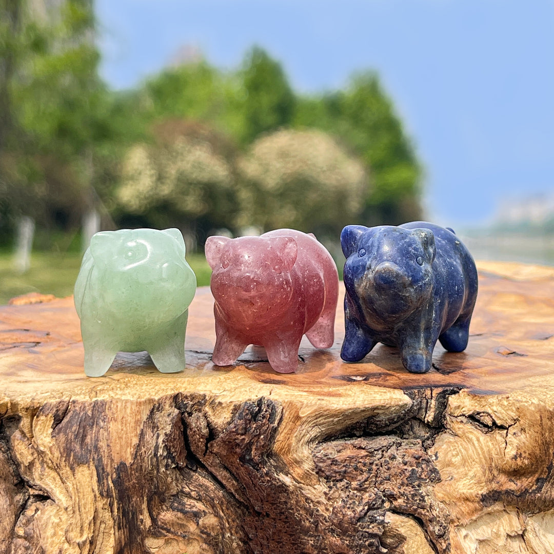 Natural Crystal Cute Pig Carving