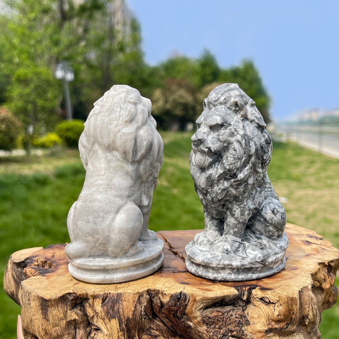 Natural Crystal Carving Seated Lion