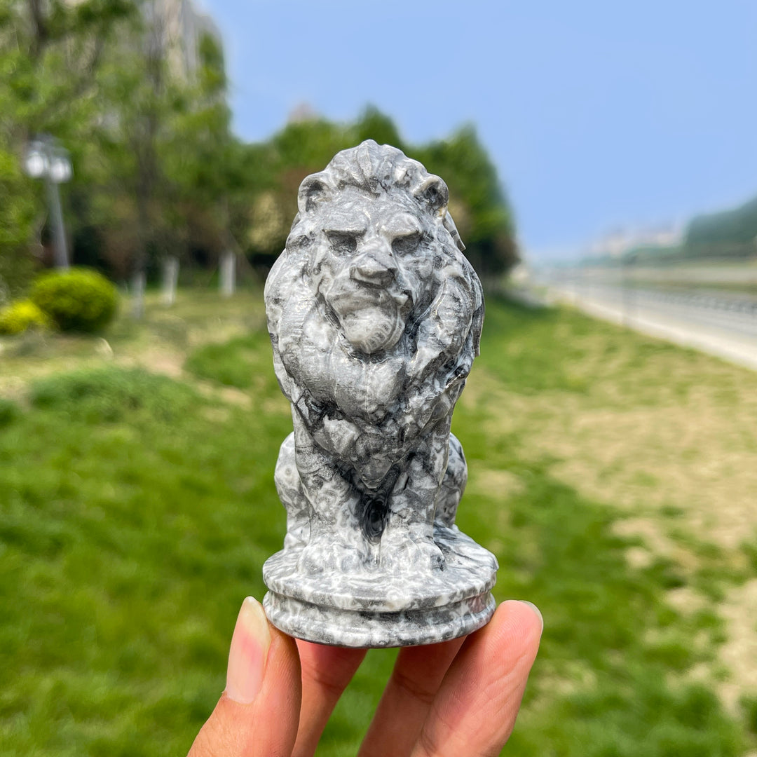 Natural Crystal Carving Seated Lion