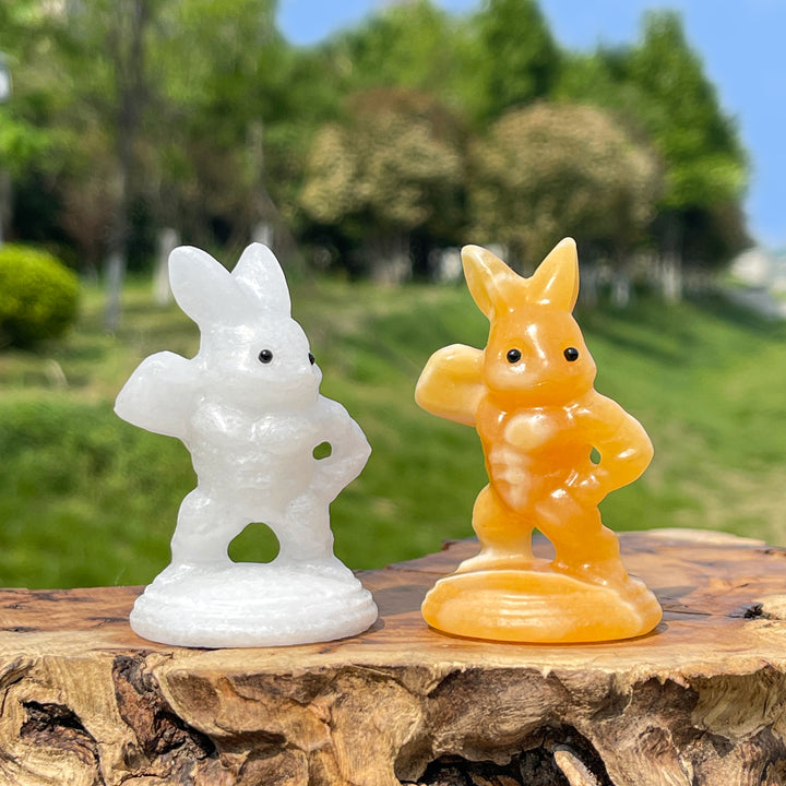 Natural Crystal Muscular Rabbit Carving