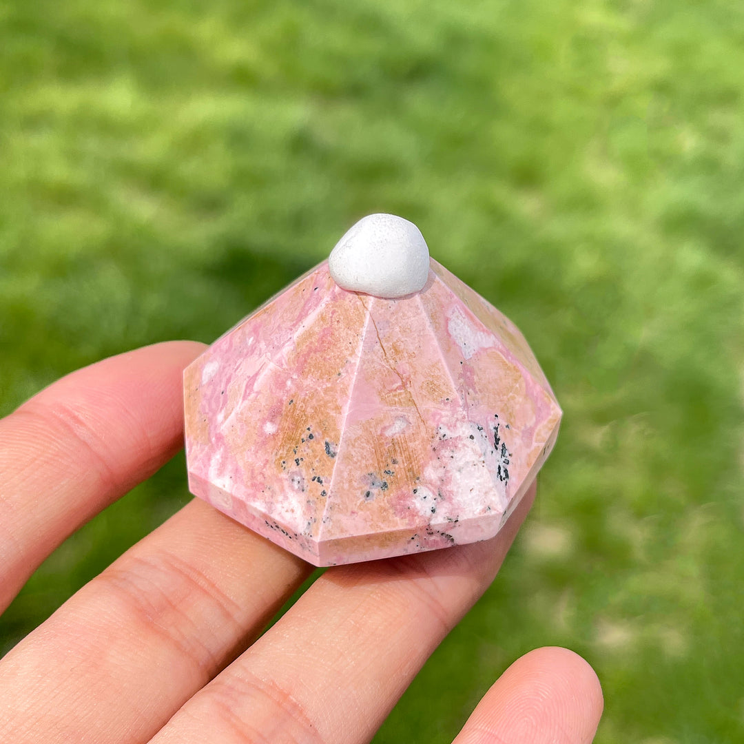 Peruvian Rhodonite Diamond Carving
