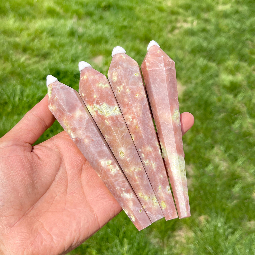 Natural Crystal Red Calcite With Serpentine And Phlogopite Wand
