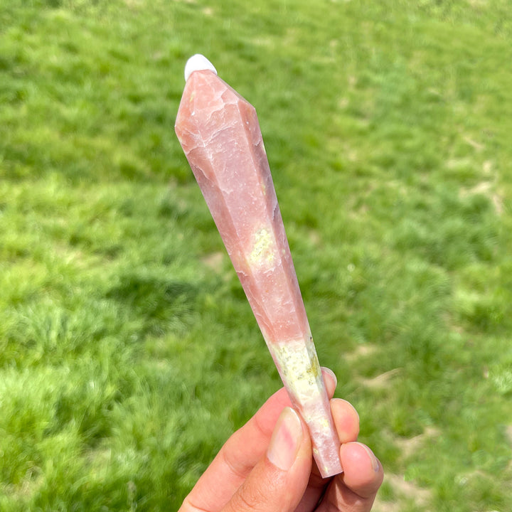 Natural Crystal Red Calcite With Serpentine And Phlogopite Wand