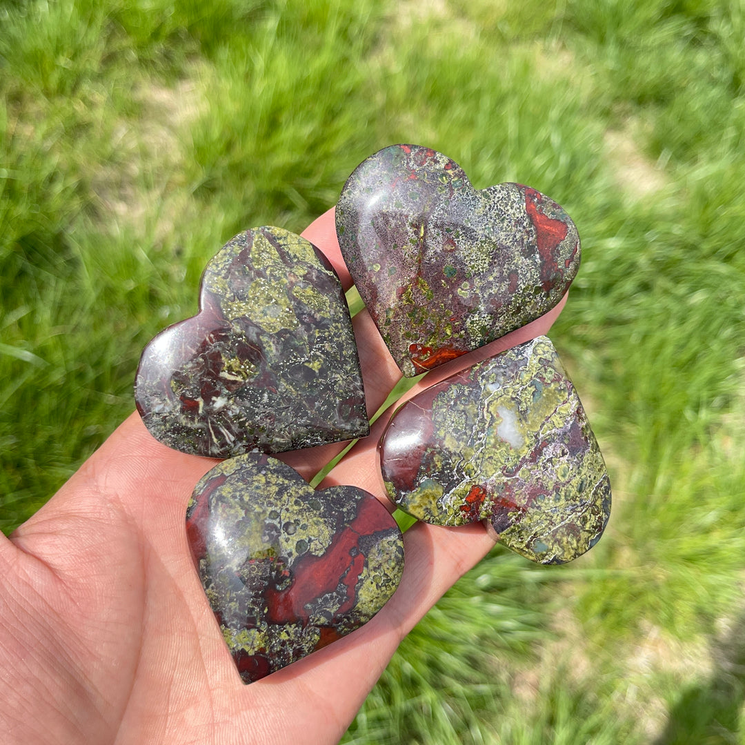 Natural Dragon Blood Stone Crystal Heart