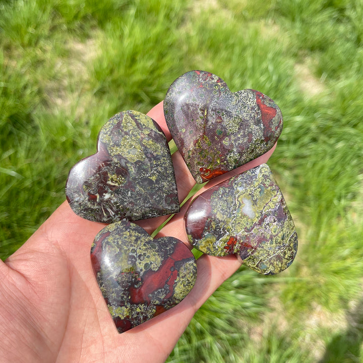 Natural Dragon Blood Stone Crystal Heart